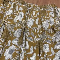 CRAFT 花柄 フレアロングスカート マスタード