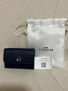 COACH ミニトライフォールドウォレット ネイビー 三つ折り財布 - メルカリ