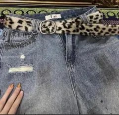 910 ベルト ファーベルト 豹柄 レオパード Y2K 平成 人気