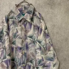 90s vintage 柄シャツ　長袖　綿　メンズ　M 個性派　古着　菅田将暉