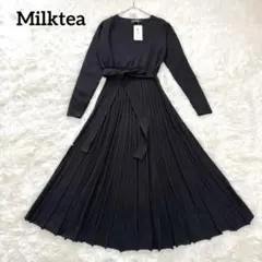 【新品タグ付】ミルクティー 授乳服 マタニティ リボン プリーツニットワンピース