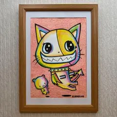 原画一点物】「ぬくもり」猫の絵 絵画 原画 絵 動物画 ポップアート