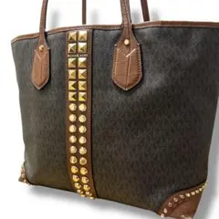 良品 マイケルコース トートバッグ スタッズ 大容量 A4可 エヴァ レザー