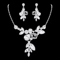「新品」クリスタル ネックレス ピアス セット ブライダル フォーマル