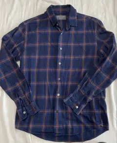 ネイビーオレンジチェックネルシャツ