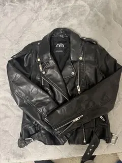 ZARA ブラック レザー ダブルライダースジャケット M