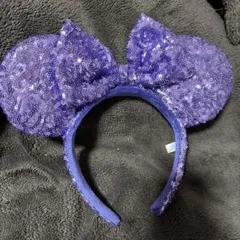 ディズニー　ミニーちゃん⭐︎ 紫色スパンコールカチューシャ