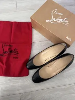 L02357）クリスチャンルブタン パンプス オープントゥ エナメル 赤
