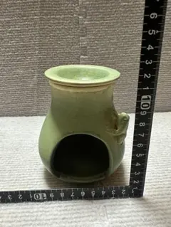 バリ雑貨　緑色 陶器製 アロマポット カエルデザイン