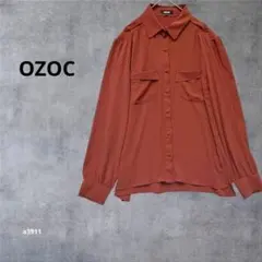 【オゾック】長袖ブラウス シャツ トップス　オフィス　とろみ　ブラウン 38のサムネイル
