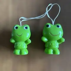 緑色カエル ストラップ付きキャラクター