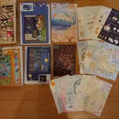 季節の風景便箋とキャラクターのポストカードセット