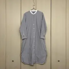 無印良品　ストライプ 長袖 シャツワンピース