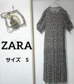 【ZARA】花柄 半袖 フレアワンピース 着丈長め　Sサイズ