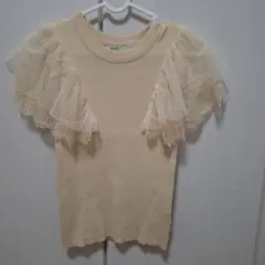 earth music & ecology フリルレース袖ニットトップス