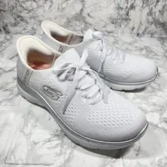 【美品】 スケッチャーズ スリップインズ 22cm ホワイト メッシュ