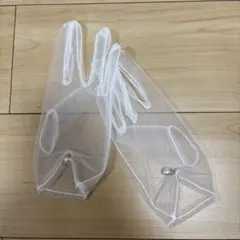 ホワイト チュール ウェディンググローブ