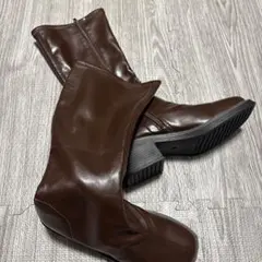 ブラウン ロングブーツ フリース内装 サイドファスナー