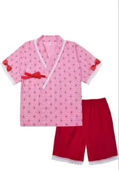 [ReliBeauty] レース付き 甚平 女の子 子供 綿100% キッズ