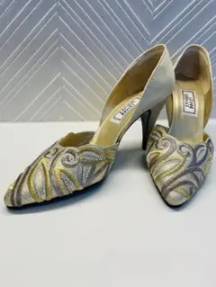 即購入可☺︎ジャンニヴェルサーチ シルバー 刺繍パンプス イタリア製23.5cm