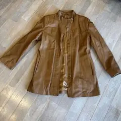値下げ　革　ブラウン スタンドカラー ジャケット サイズ9