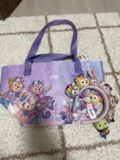 香港ディズニー ダッフィーフレンズ20周年カチューシャ・ショッピングバッグセット