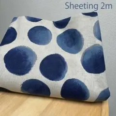 和風 水彩ドット★藍染風 ネイビー★シーチング生地2m グレー地 コットン