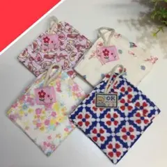 ループ付きハンカチ 女の子 4枚set
