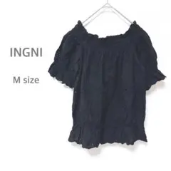 イング　INGNI オフショル　半袖　トップス　夏　黒　ブラック　レース　M
