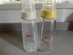 Pigeon 哺乳瓶 2本セット ガラス&プラスチック