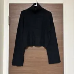 fifth リブ編み ブラック クロップドセーター 長袖
