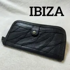IBIZA イビサ 長財布 パッチワーク レザー ラウンドファスナー 黒のサムネイル