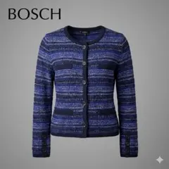 ボッシュ ツイード風 クロップドニットカーディガン38美品 モヘア シルク混のサムネイル
