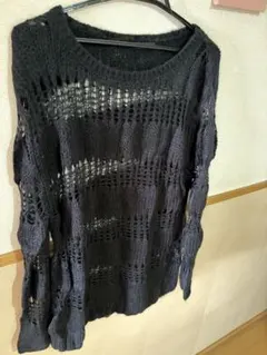 EMODA 長袖 ニット 透かし編み ブラック Fのサムネイル