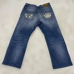 パンディエスタ 熊猫謹製 肉球＆パンダ刺繍 ストレッチデニムパンツ