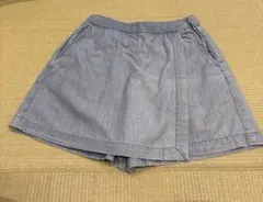 キッズ ラップキュロット ショートパンツ (スカッツ)デニム風　ライトブルー