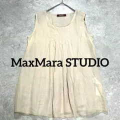 MaxMara Studio ラミー100% プリーツ ノースリーブブラウス Sのサムネイル