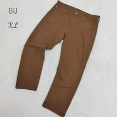 GU XL ワイドパンツ ブラウン 大きいサイズ ゆったり デニム