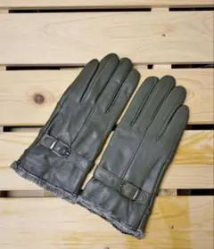 新品★レディース革手袋・ラムレザーグローブ　裏起毛　本革　暖かい♪カーキ色