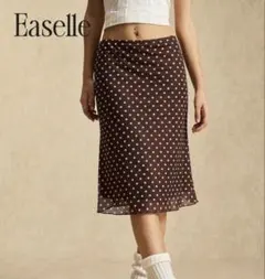 Easelle ドット柄　メッシュミディ丈スカート コーヒーブラウン