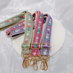 ショルダーストラップ　インド刺繍　インド刺繍リボン　ショルダー　スマホショルダー