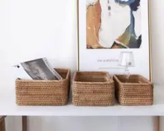 天然素材の収納バスケット3個セット/497