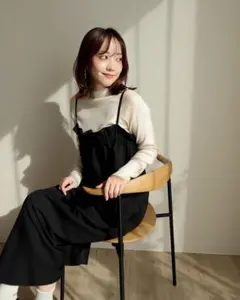 しまむら tera wear emu フリルキャミワンピース 黒