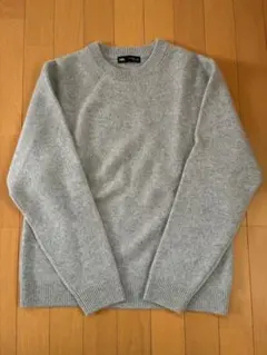 ZARA カシミヤ100%クルーネックニット グレー ザラ