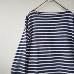 【匿名配送】 セントジェームス ボーダーカットソー ウェッソン 紺色×白 古着