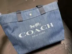 S*i様 【COACH】 コーチ トートバッグ デニム デカロゴ A4可 大容量