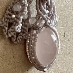 ローズクォーツ　マクラメ　ネックレス　ペンダント　マクラメ編み　天然石