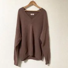 IENA ウールカシミヤ混　オーバーサイズＶネックニット　くすんだピンク