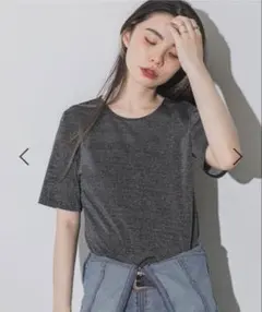 JEANASIS ラメテンジクシアーSST ジーナシス トップス ブラックのサムネイル