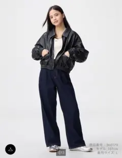 GU GIRLSデニムツータックワイドパンツJR